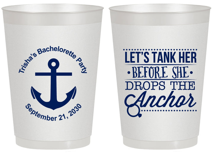 Personalized Bachelorette 20 oz Frosted Cups - Tank Her Drop Anchor | 60026