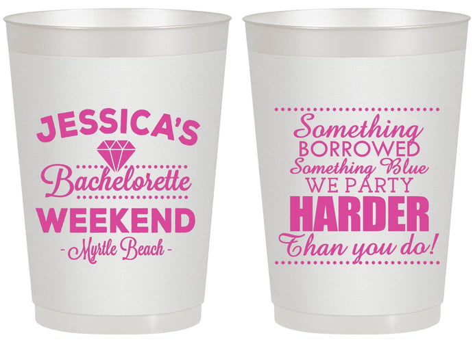 Personalized Bachelorette 20 oz Frosted Cups - Something Borrowed | 60028