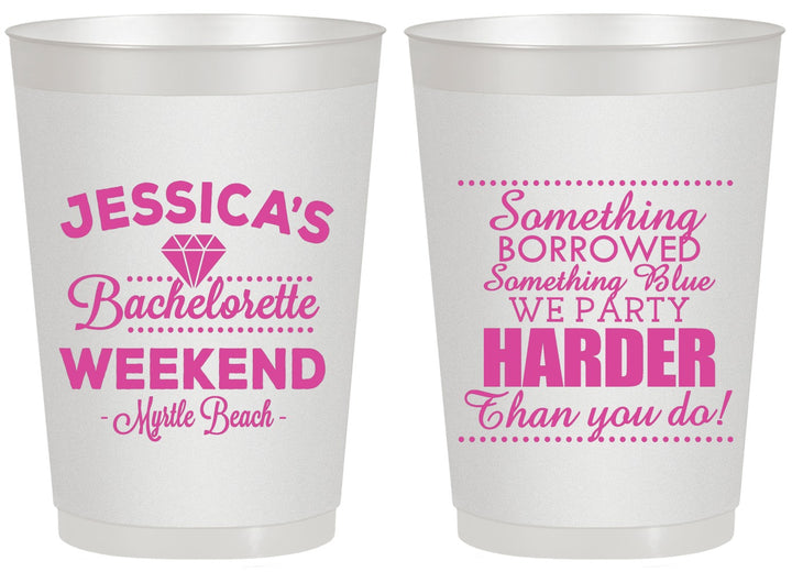 Personalized Bachelorette 20 oz Frosted Cups - Something Borrowed | 60028