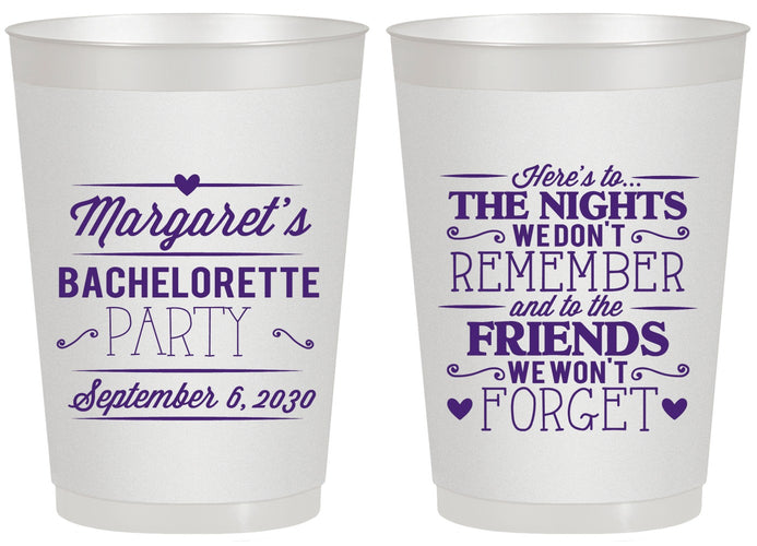 Personalized Bachelorette 20 oz Frosted Cups - Nights Remember | 60034
