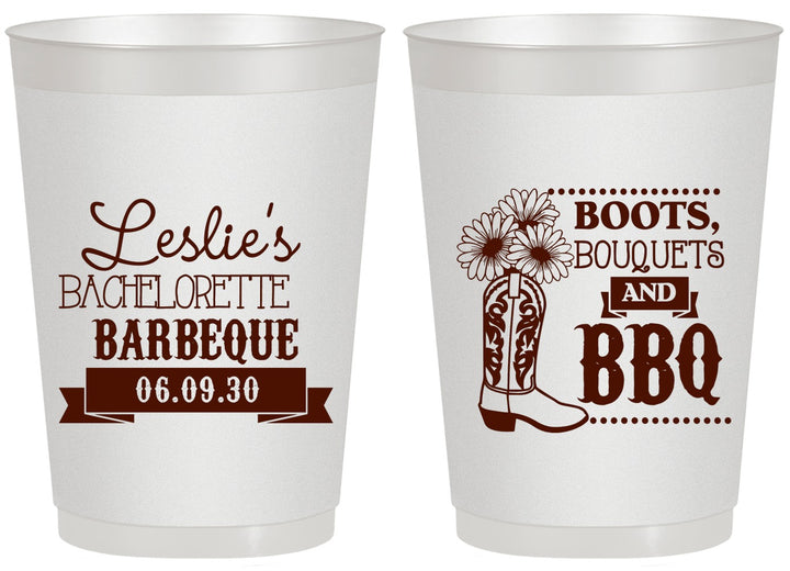 Personalized Bachelorette 20 oz Frosted Cups - Boots Bouquets Bbq | 60035