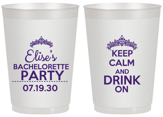Personalized Bachelorette 20 oz Frosted Cups - Keep Calm Drink On | 60036