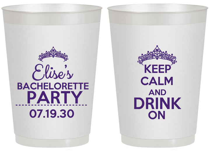 Personalized Bachelorette 20 oz Frosted Cups - Keep Calm Drink On | 60036