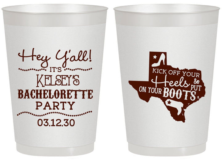 Personalized Bachelorette 20 oz Frosted Cups - Texas Cowgirl | 60041