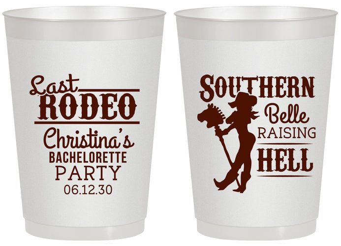Personalized Bachelorette 20 oz Frosted Cups - Raising Hell Last Rodeo | 60042