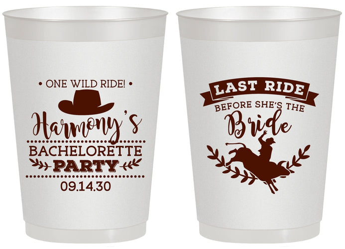 Personalized Bachelorette 20 oz Frosted Cups - Last Ride Before Bride | 60046