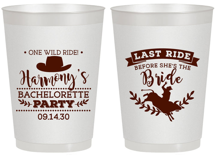 Personalized Bachelorette 20 oz Frosted Cups - Last Ride Before Bride | 60046