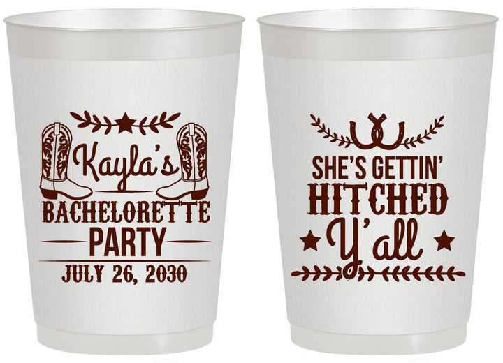 Personalized Bachelorette 20 oz Frosted Cups - Getting Hitched Yall | 60047