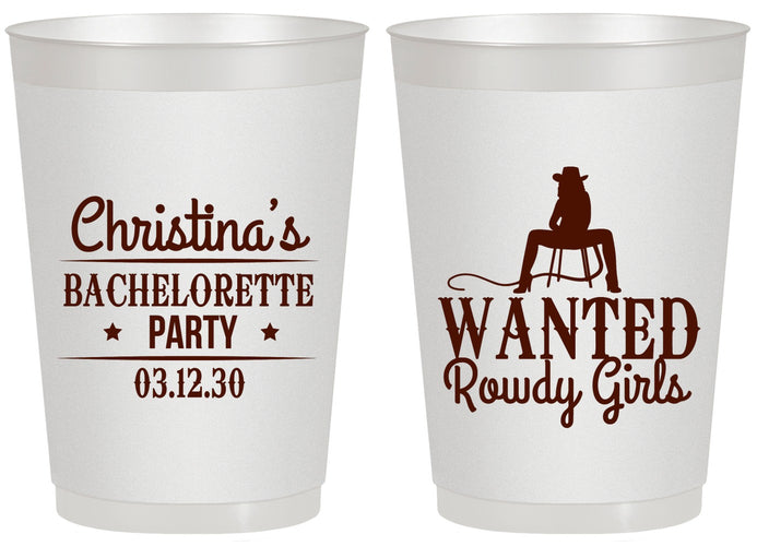 Personalized Bachelorette 20 oz Frosted Cups - Wanted Rowdy Girls | 60049