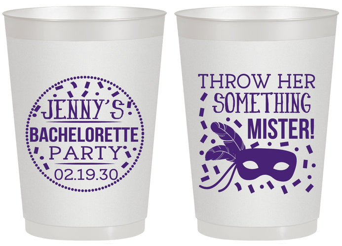 Personalized Bachelorette 20 oz Frosted Cups - Mardi Gras | 60055