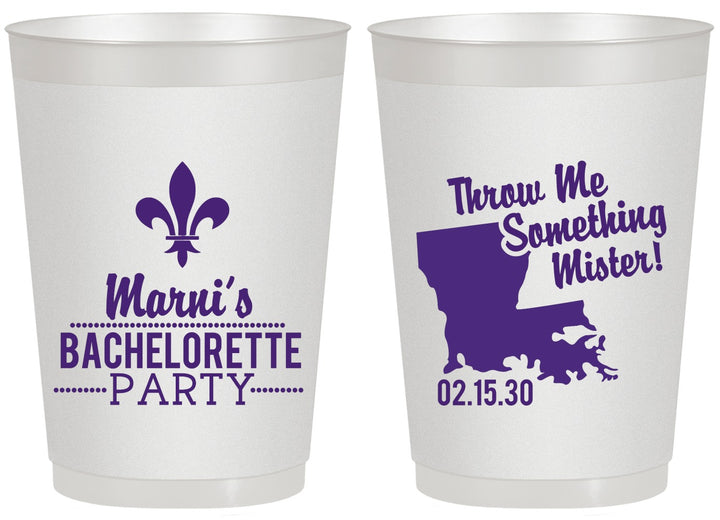 Personalized Bachelorette 20 oz Frosted Cups - Mardi Gras | 60056
