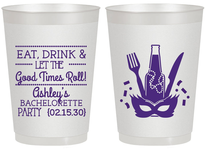 Personalized Bachelorette 20 oz Frosted Cups - Mardi Gras | 60057