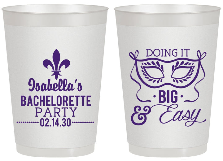 Personalized Bachelorette 20 oz Frosted Cups - Mardi Gras | 60059