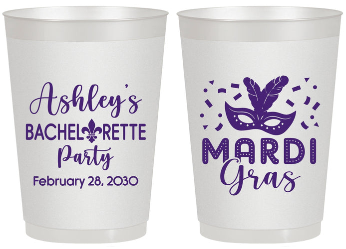 Personalized Bachelorette 20 oz Frosted Cups - Mardi Gras | 60060