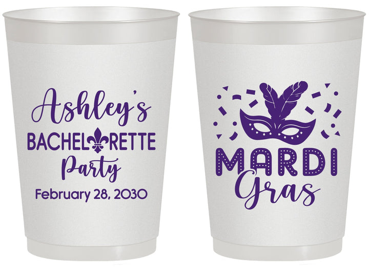 Personalized Bachelorette 20 oz Frosted Cups - Mardi Gras | 60060