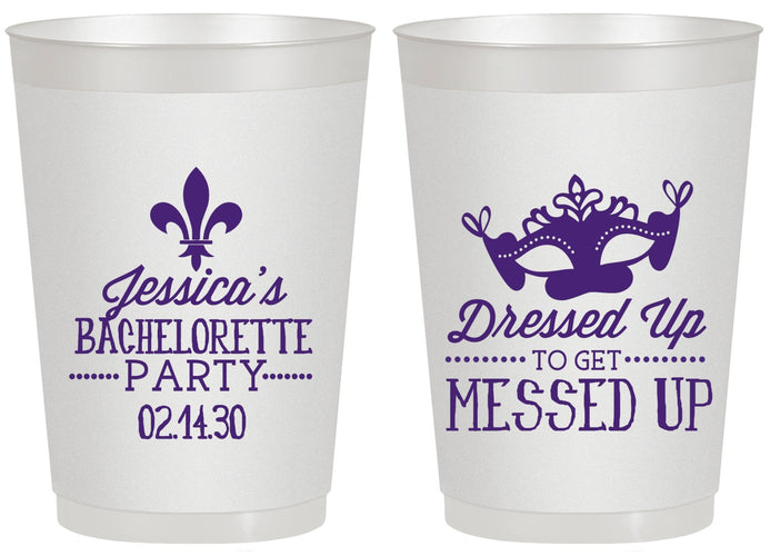 Personalized Bachelorette 20 oz Frosted Cups - Mardi Gras | 60061