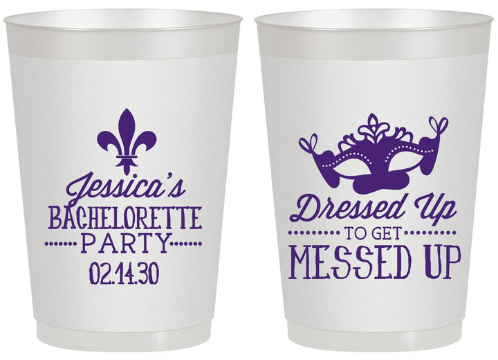 Personalized Bachelorette 20 oz Frosted Cups - Mardi Gras | 60061