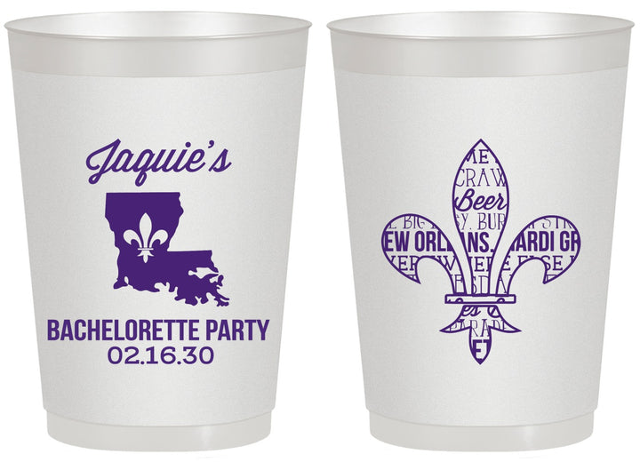Personalized Bachelorette 20 oz Frosted Cups - Mardi Gras | 60062