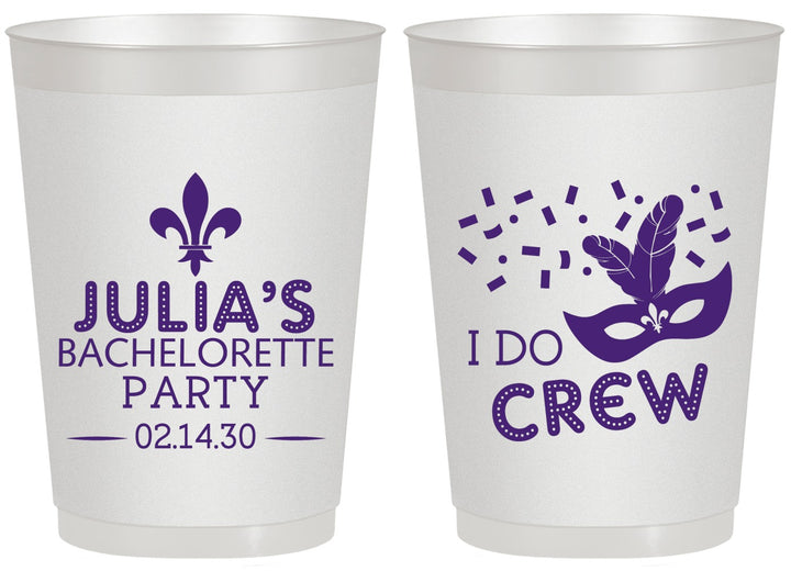 Personalized Bachelorette 20 oz Frosted Cups - Mardi Gras I Do Crew | 60063