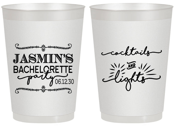 Personalized Bachelorette 20 oz Frosted Cups - Cocktails And Lights | 60065