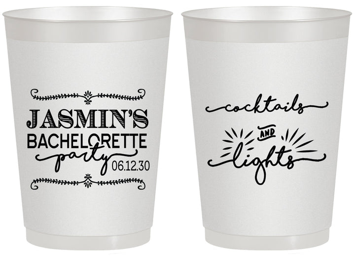 Personalized Bachelorette 20 oz Frosted Cups - Cocktails And Lights | 60065