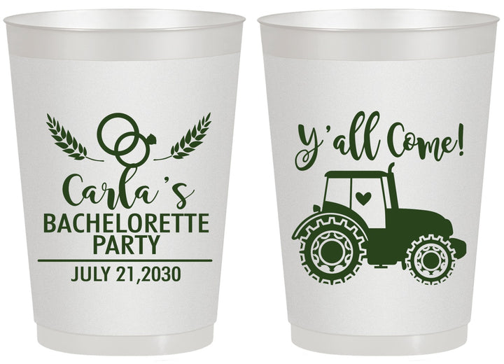 Personalized Bachelorette 20 oz Frosted Cups - Tractor Farm | 60070