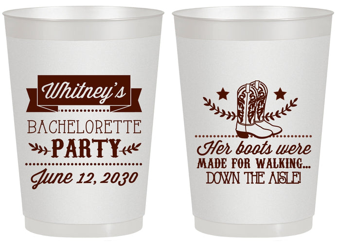 Personalized Bachelorette 20 oz Frosted Cups - Cowgirl Boots | 60072