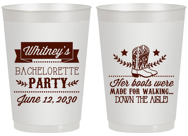 Personalized Bachelorette 20 oz Frosted Cups - Cowgirl Boots | 60072