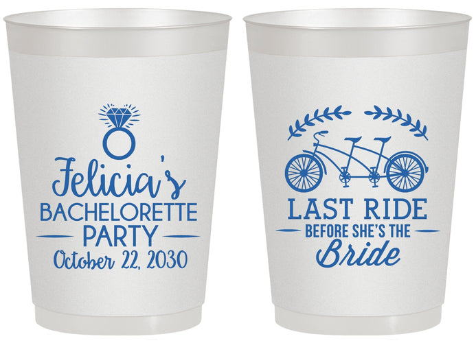 Personalized Bachelorette 20 oz Frosted Cups - Last Ride Before Bride | 60073