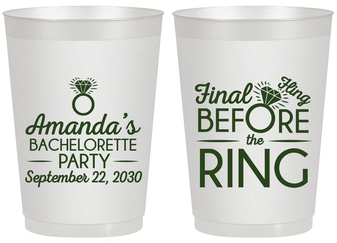 Personalized Bachelorette 20 oz Frosted Cups - Final Fling Before The Ring | 60074
