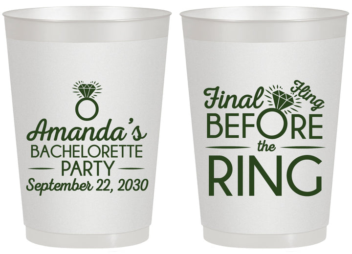 Personalized Bachelorette 20 oz Frosted Cups - Final Fling Before The Ring | 60074