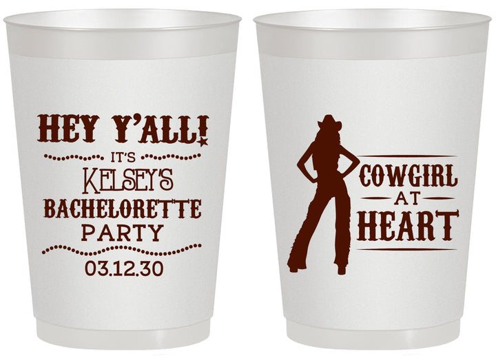 Personalized Bachelorette 20 oz Frosted Cups - Cowgirl At Heart | 60079