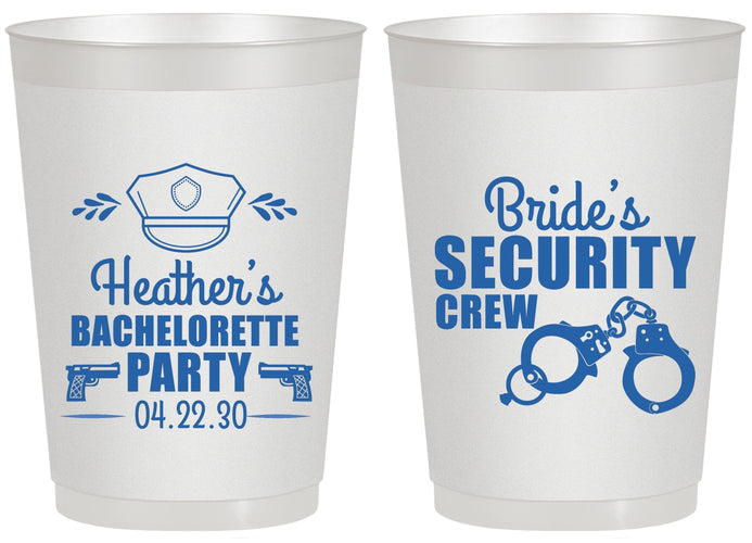 Personalized Bachelorette 20 oz Frosted Cups - Police Security Crew | 60091