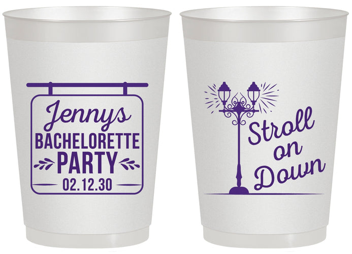Personalized Bachelorette 20 oz Frosted Cups - Stroll On Down | 60092