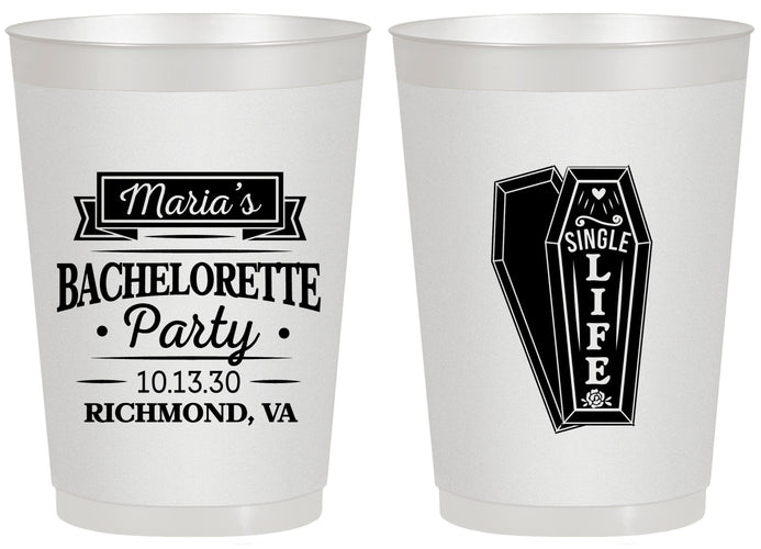 Personalized Bachelorette 20 oz Frosted Cups - Rip Single Life | 60095