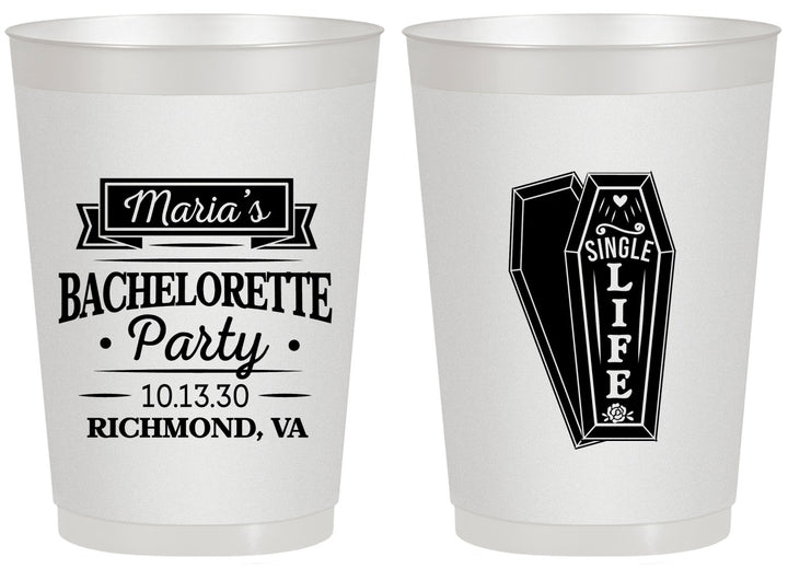 Personalized Bachelorette 20 oz Frosted Cups - Rip Single Life | 60095