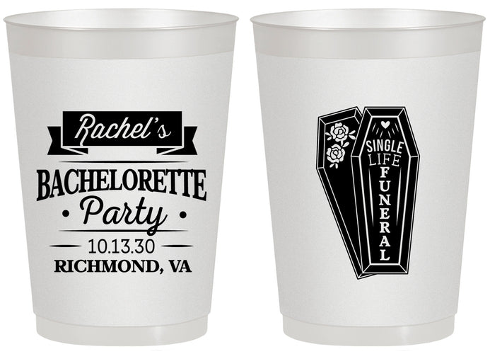 Personalized Bachelorette 20 oz Frosted Cups - Rip Single Life | 60096