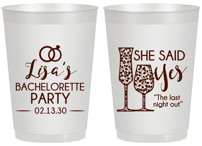 Personalized Bachelorette 20 oz Frosted Cups - The Last Night Out | 60097