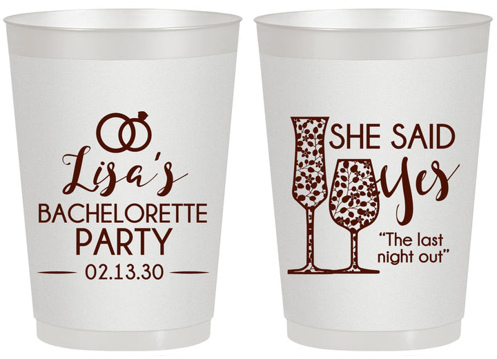 Personalized Bachelorette 20 oz Frosted Cups - The Last Night Out | 60097