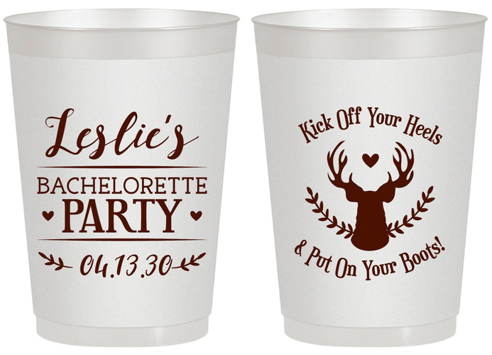 Personalized Bachelorette 20 oz Frosted Cups - Deer Heels Boots | 60102