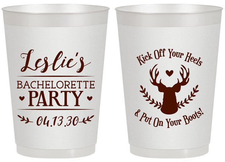 Personalized Bachelorette 20 oz Frosted Cups - Deer Heels Boots | 60102