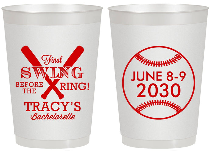 Personalized Bachelorette 20 oz Frosted Cups - Final Swing Before Ring | 60109