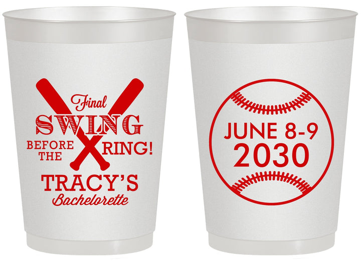 Personalized Bachelorette 20 oz Frosted Cups - Final Swing Before Ring | 60109