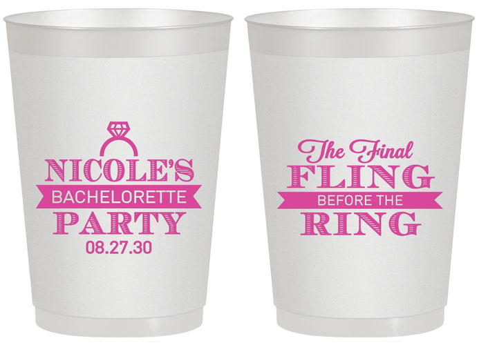 Personalized Bachelorette 20 oz Frosted Cups - Final Fling Before The Ring | 60110