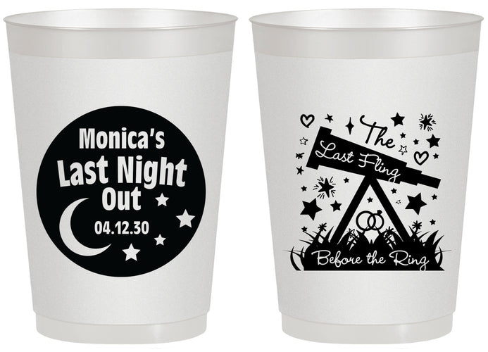 Personalized Bachelorette 20 oz Frosted Cups - Last Fling Before Rings | 60113