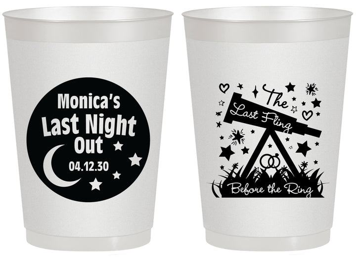 Personalized Bachelorette 20 oz Frosted Cups - Last Fling Before Rings | 60113
