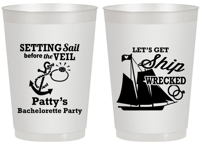 Personalized Bachelorette 20 oz Frosted Cups - Setting Sail Before Veil | 60116