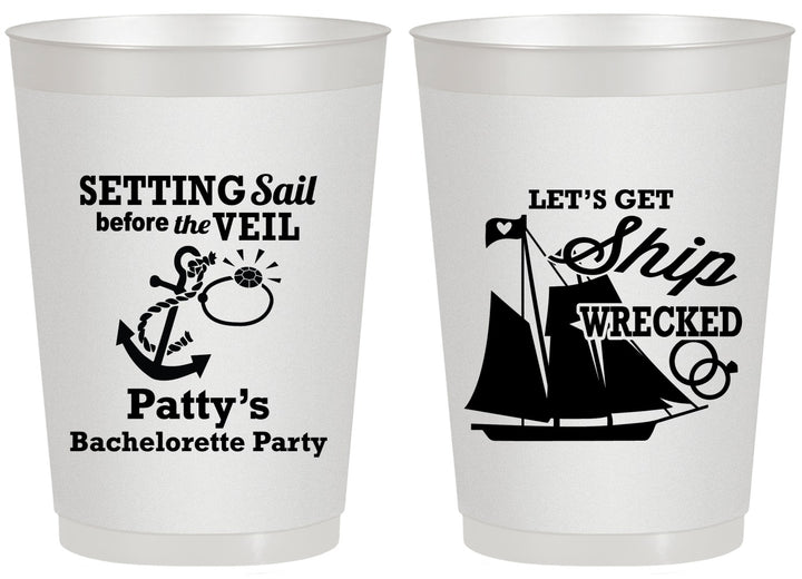 Personalized Bachelorette 20 oz Frosted Cups - Setting Sail Before Veil | 60116