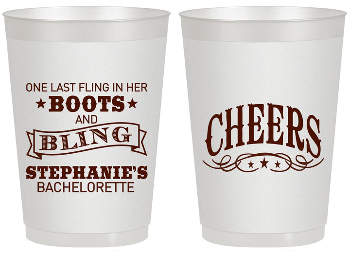 Personalized Bachelorette 20 oz Frosted Cups - Boots And Bling | 60118