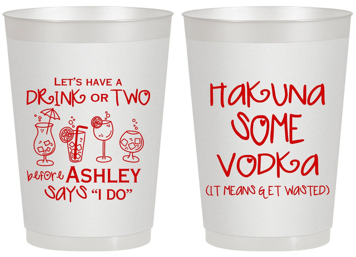 Personalized Bachelorette 20 oz Frosted Cups - Lets Get Wasted | 60119